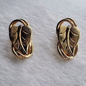Gold Leaf Clip On Earrings